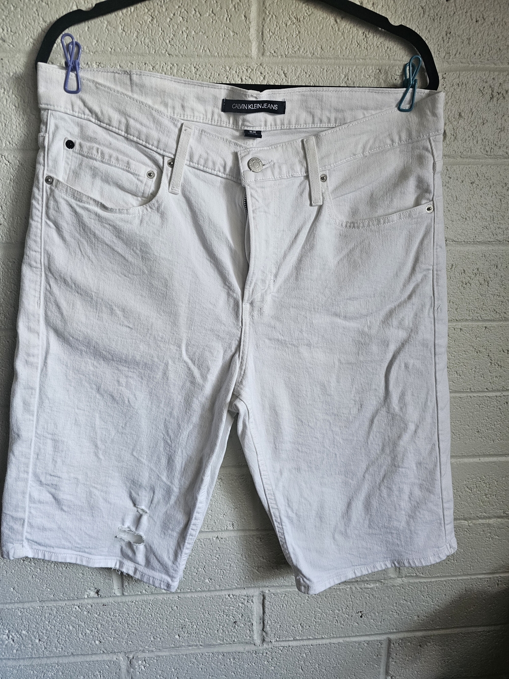 Calvin Klein White Denim Bermuda Shorts